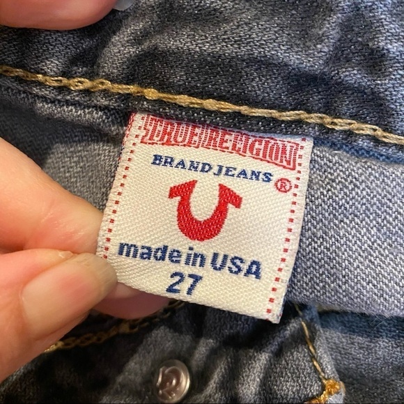 Vintage TRUE RELIGION Women Gray Cut Off Jean Shorts Size 27 - Picture 7 of 9